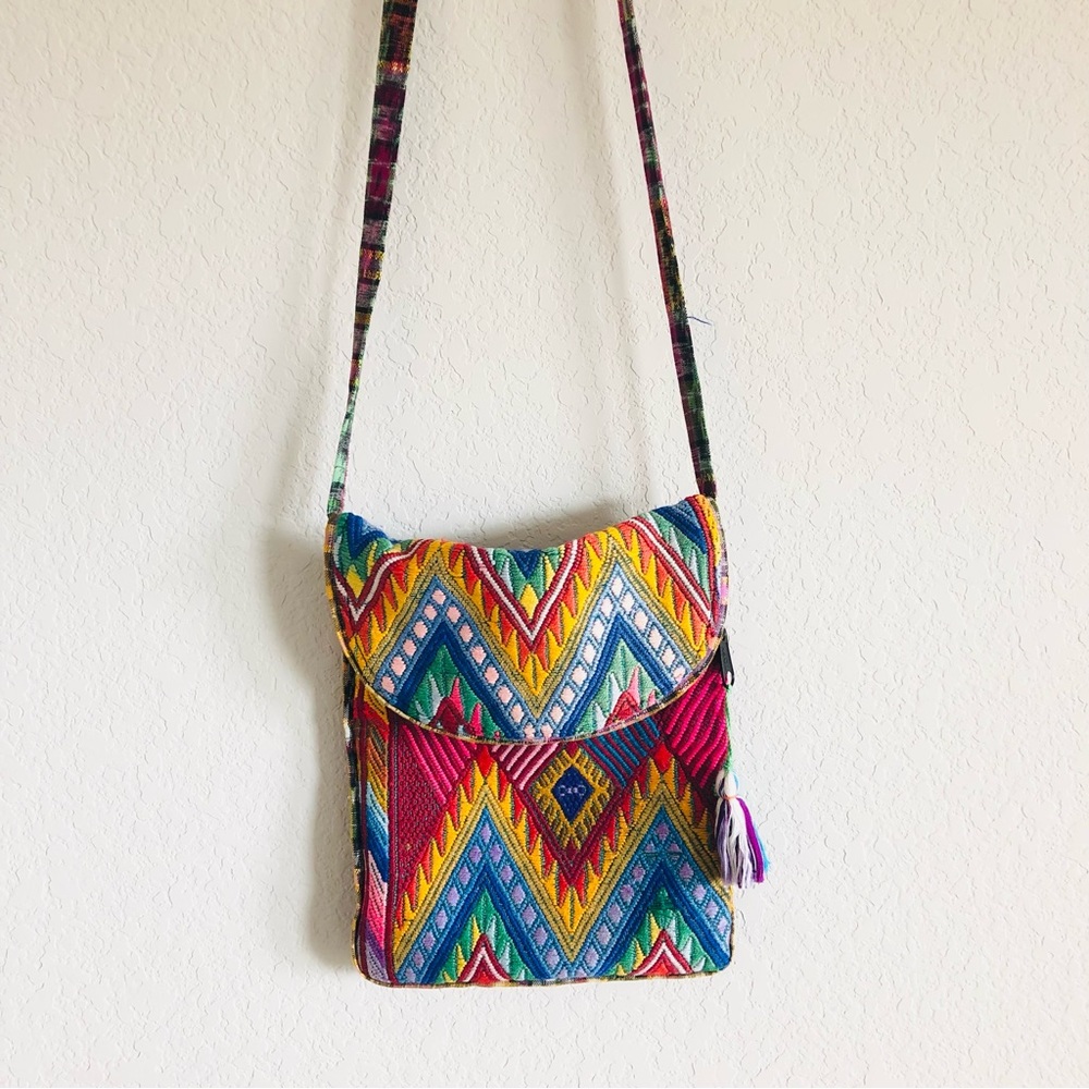 Cost Plus World Market Multicolor Aztec Pattern Crossbody Bag